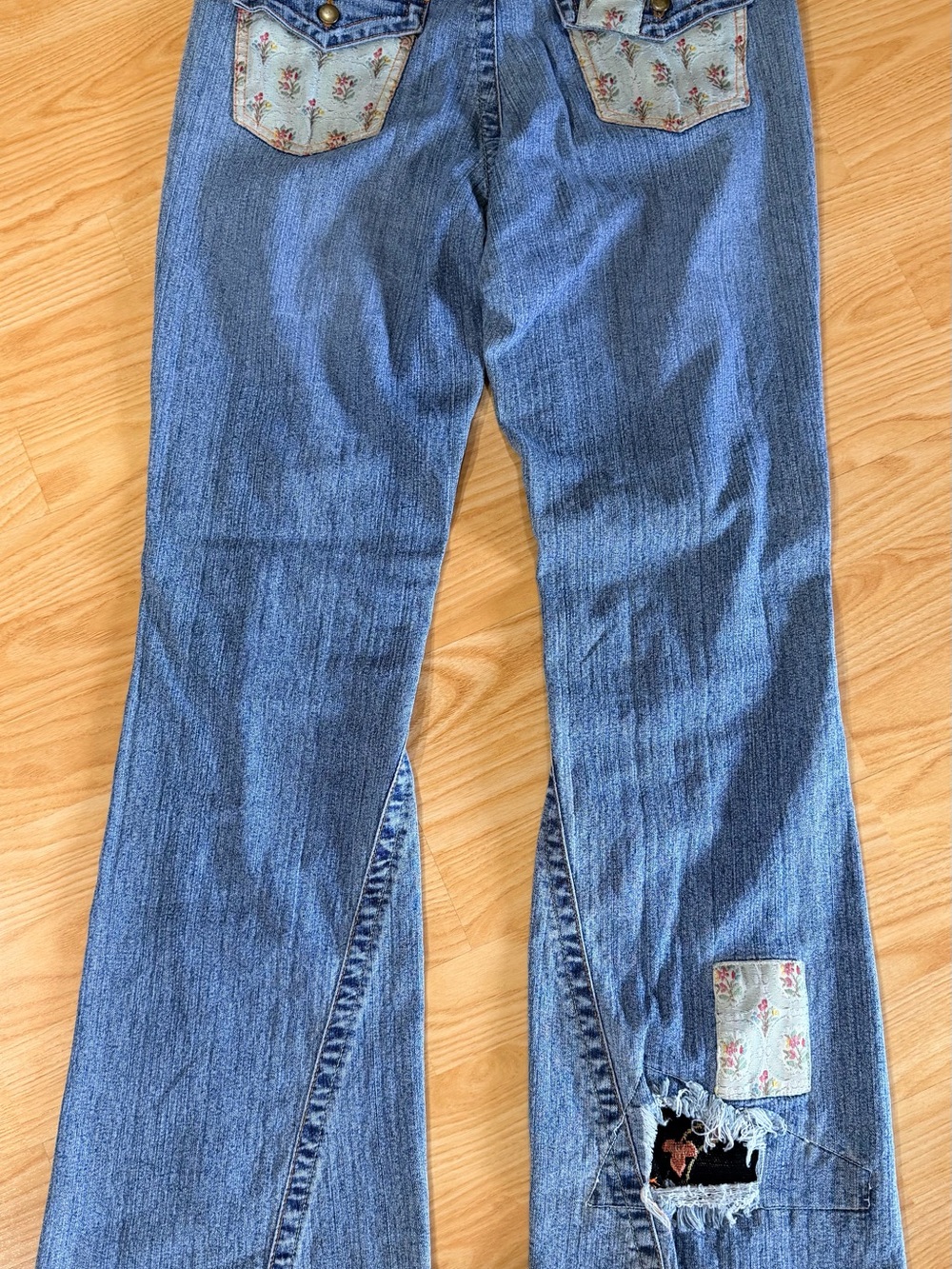 Cache Blue, black & yellow Patchwork Bootcut Jeans - Picture 9 of 14